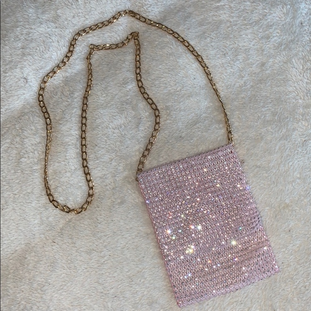 NEW LF trendy sparkle pink mini shoulder bag gold